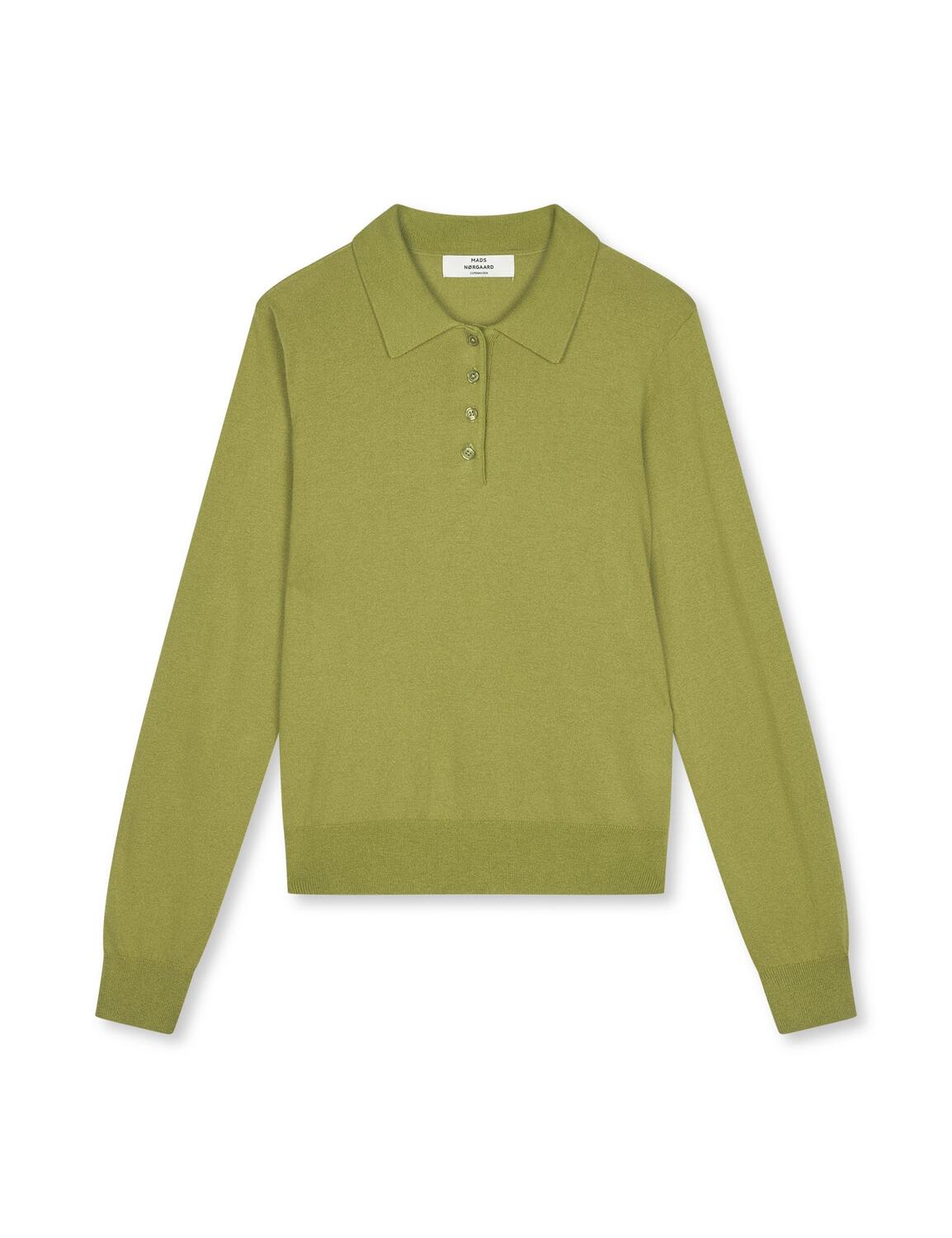 Fine Merino Rosa Polo uldstriktrøje – Green Olive